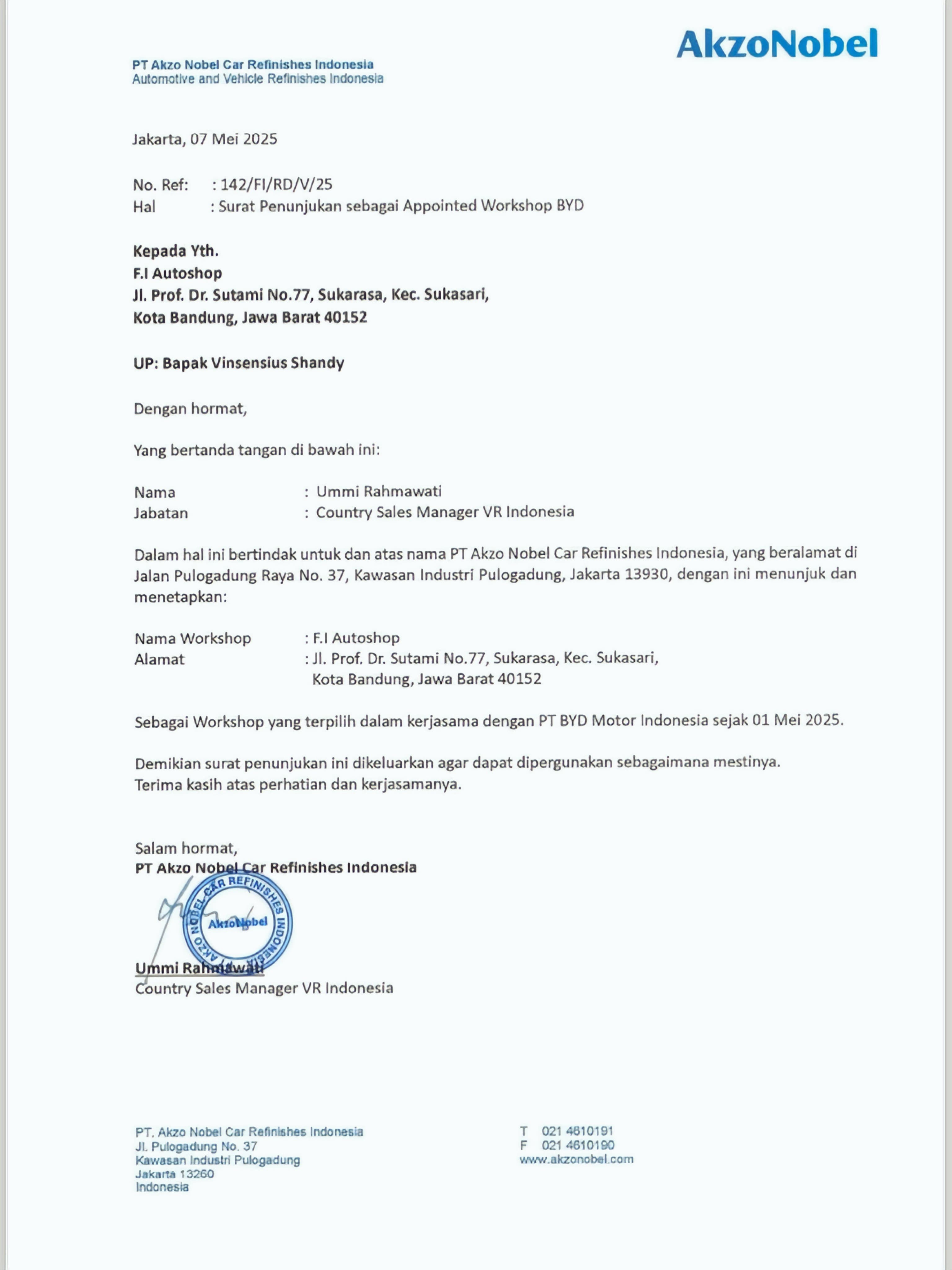 SERTIFIKAT AZKONOBEL X BYD - Image 1